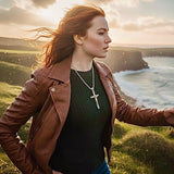 Large Solid Sterling Silver Cross Gold Crucifix music aficionados Good Vibrations for Men Old World Silver S925 Necklace catholic