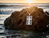 Silver Hand Made Cross Necklace Men Two Piece Dog Tag Handmade Custom Personalized Waterproof Stainless Steel Jesus Jewelry