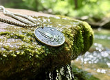 Solid Sterling Silver Serenity Prayer Coin Necklace Praying Hands Raised Lettering Sobriety Coin Necklace one day at a time