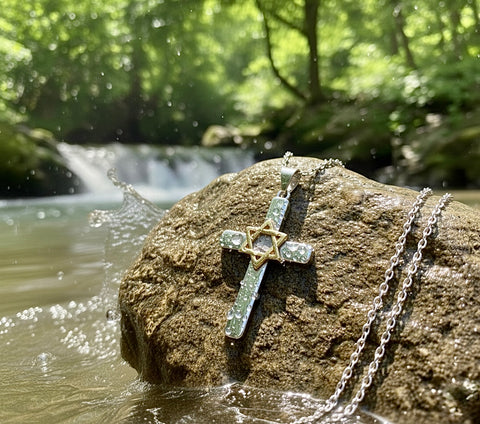 Sterling silver messianic star of david with cross necklace pendant gold cross crucifix high quality necklace jesus the seal of solomon