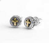 Dainty Solid Sterling Silver Cross with Floral Sides S925 for Girls Women Silver Jesus Cross Post Wedding Jewelry Simple Christ