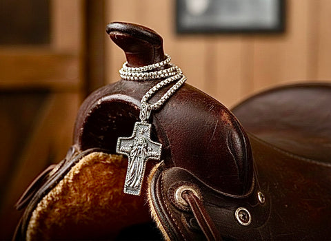 Jesus Cross Solid Sterling Silver Prince of Peace Dove carrying Lamb Catholic Antiqued with Chain