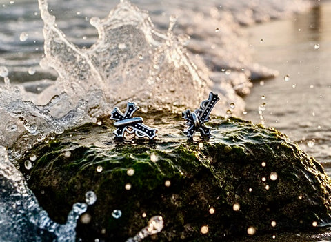 Solid Sterling Silver Cross Cuff Earring Vine Prayer S925 Hypoallergenic Back Elegant Dainty Sparkling Jewelry young girls