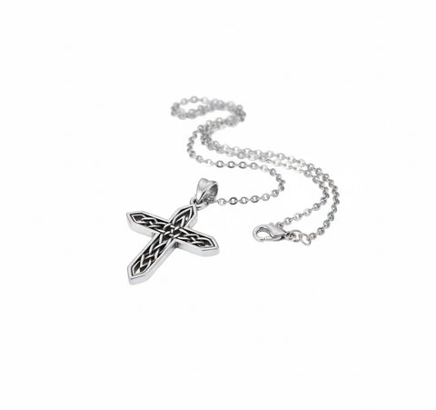 Irish Celtic Solid Sterling Silver Cross Necklace S925 Pendant for Women Cast Jewelry link Chain Jewellery for Girls