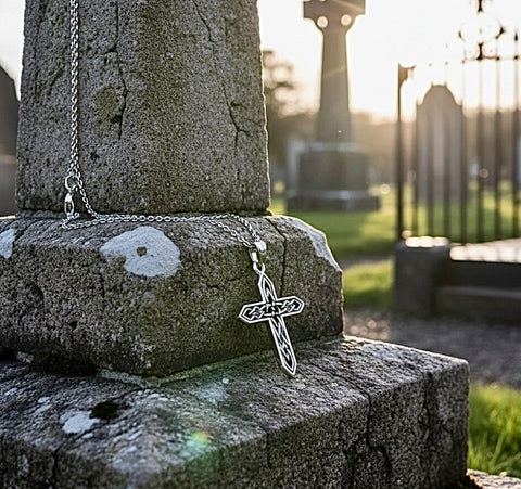 Irish Celtic Solid Sterling Silver Cross Necklace S925 Pendant for Women Cast Jewelry link Chain Jewellery for Girls