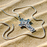 Gorgeous Vintage Jesus Ascension Cross Solid Sterling Silver Prince of Peace Dove Crucifix Catholic Antiqued Chain