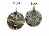 Solid sterling silver western bald eagle pendant coin necklace biker for man