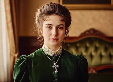 Blue Stone Solid Sterling Silver Cross Zircon Necklace S925 Jewelry Women Girls September birthstone Sapphire