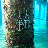 Teardrop 3 cross earrings necklace silver or gold triple crosses drop earrings teardrop hoop