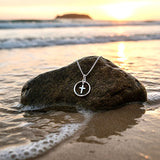 Petite Solid Sterling Silver Cross Circle Outline Accent Necklace S925 Pendant for Women Cast Jewelry link Chain Jewellery for Girls