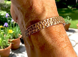 Pure Copper Bracelet Wide Hammered Men and Womens sizes Hammered Thick 2 Sizes Raised Pattern Bracelet Bangle Cuff Heavy Copper Jewelry