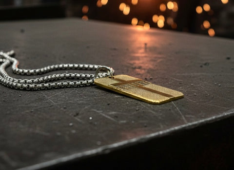 Solid Brass BELIEVE Dog Tag Cross Pendant Detail Engraved Jesus Crucifix Necklace Cross Jesus Biker Heavy Chain Men Christian Jewelry