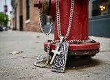 Route 66 Dog Tag Cross Necklace Curb Chain High Relief Detail Jesus Biker Jewelry Heavy Chain Men Christian Jewelry Jewellery