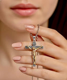 Small solid sterling silver crucifix cross of jesus christ s925 necklace men women inri catholic crucifix orthodox