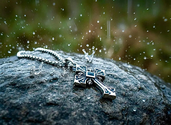 Calla lilie Solid Sterling Silver Cross Black Zircon Necklace S925 easter Jewelry Women Girls rebirth resurrection