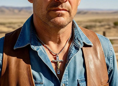 Heavy Solid Silver Cross Necklace with Contrasting Brass Crucifix Solid Sterling Silver Chain S925 for Men Catholic Orthodox