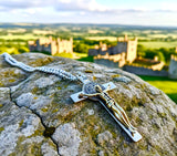 Solid sterling saint benedict cross silver gold crucifix of jesus christ S925 necklace men man women catholic orthodox religious san benito