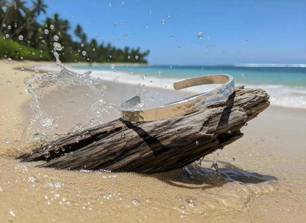 Pure silver bracelet hammered men womens thick raised pattern bangle cuff heavy jewelry