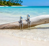 Solid Sterling Silver CZ Chain Earrings Cross Cuff Stud Brilliant Color Hypoallergenic Small Women Girls Swag Weddings Bridesmaid jewelry