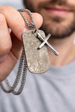 Engraved Jesus Image Crucifix Dog Tag Cross Necklace Calvary Biker Waterproof Medallion Heavy Chain for Mens Christian Jewelry Jewellery