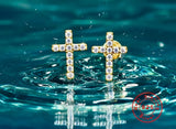 Sterling Silver Cross Earrings Stud Super Tiny Dainty Petite with Crystal Inlayed Zircon CZ Wedding for Girls jewelry bridesmaids jewellery