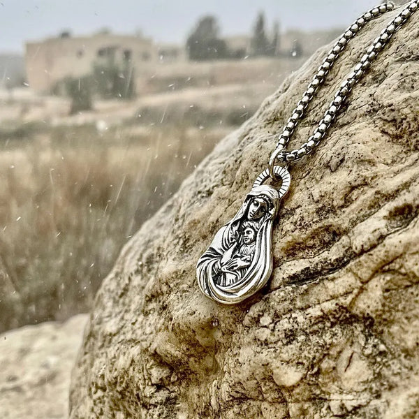 Solid Sterling Silver Virgin Mary Madonna Necklace Ave Maria S925 Pendant for Women Cast Jewelry link Chain Jewellery catholic orthodox