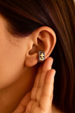 Cartilage No Pierce Cross Cuff Wrap Earring S925 Solid Sterling Silver with Gold Cross Hypoallergenic