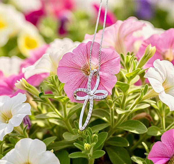 S925 Infinite Life Cross Necklace CZ Zircon Solid Sterling Silver Swirl Cross Necklace Hollow Swirl Jewelry for Women Girls Crucifix