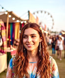 Chain Cross Star Earrings 3 Strand Silver Bohemian Dangle Long Drop Chain Boho Jesus Pendant for Women