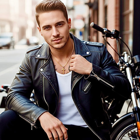 Sleek Silver Gold Cross Necklace for Men Women Waterproof Hypoallergenic Stainless Steel Girls Boy Jesus Hope Jewelry Christian Jewellery