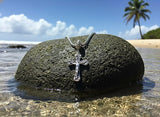 Small Solid Sterling Silver Crucifix Necklace Celtic Cross Viking Vine Crucifix for Women Old World Catholic Silver S925 Cross Chain Jesus