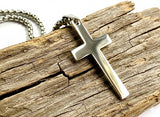 Sleek Simple Silver Cross Necklace for Men Women Waterproof Hypoallergenic Stainless Steel Girls Boy Jesus Jewelry