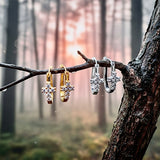 Cross Huggie Earrings Sterling CZ Wrap Elegant Cuff Sparkling Zirconia Modern Design