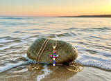 Gold Cross Necklace Pendant with Multi Color inset Zircons CZ