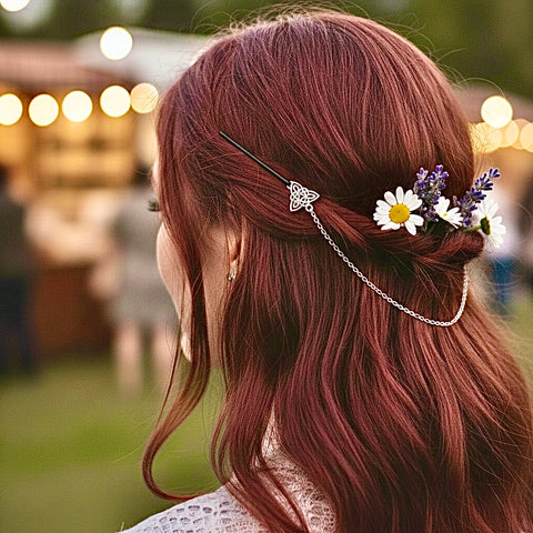 Vintage viking Irish hair pins celtic hair clip accessories jewelry for long hair Celtic knot hair pullback silver clip hair accessories