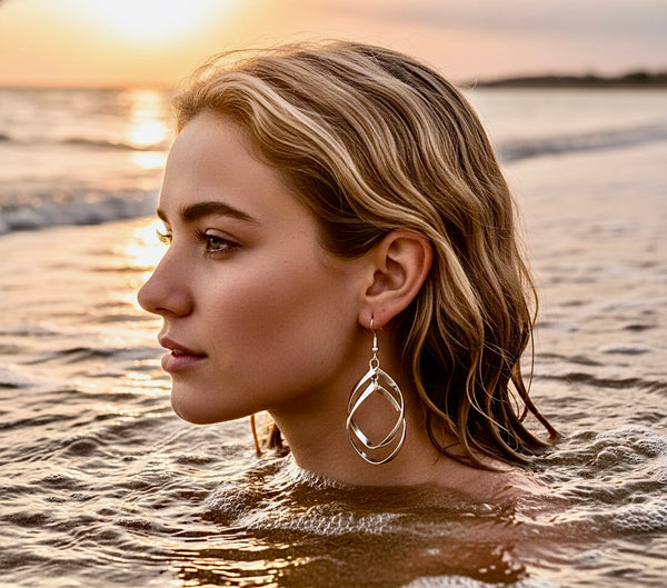 Infinity twist 2 hoop earrings drop dangle silver gold earrings for women girls jewelry jewellery