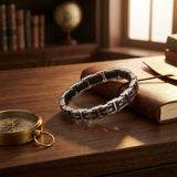 Heavy Silver Black Bracelet Cross Links for Mens Bangle Stainless Steel Engraved Boys Cuff Heavy Design Christian Jewelry Jewellery