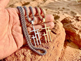 3 cross necklace hypoallergenic waterproof stainless steel for woman and men