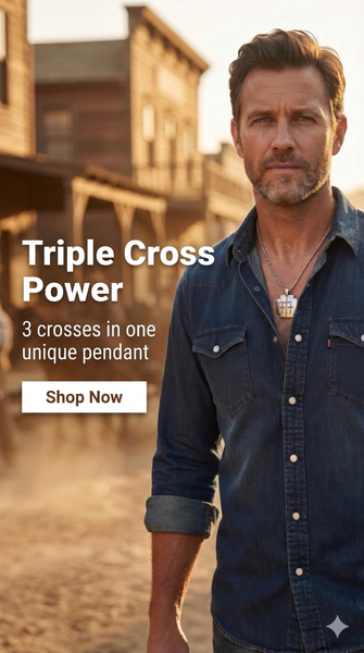 Hand hammered 3 cross dog tag necklace custom personalized heavy keel chain for men