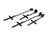 2 cross double tassel chain earrings available in 3 colors