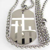 Silver Necklace for Men 3 Crosses Dog Tag Handmade Triple Cross of Calvary custom personalized Waterproof Stainless Steel Christian Jewelry