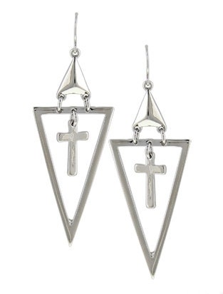 Cross Earrings Hollow Triangle Inverted Gothic Anime Silver Gold Vintage Style Dangle Drop Earring for Women Jewelry for Girls