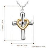 Sterling Silver Cross Floating Gold Sacred Heart Necklace of Jesus Women Pendant with Chain Jewellery for Girls Jewelry for Women