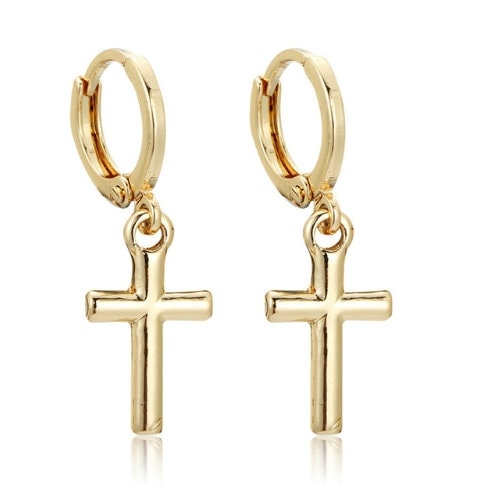 Cross Dangle Earrings with lever closure Silver EarvDainty positive locking Cuff Jewlery for Girls jewellery for woman cross of Jesus