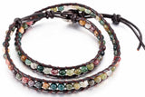 5 wrap bracelet with natural stones in earth colors also 1, 2 and 3 wrap with brown leather southwest cuff boho styling