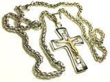 Silver and Gold Cross Crucifix Necklace Gothic Men Waterproof Stainless Steel 2 Color Chain Jesus Catholic Orthodox Crucifix