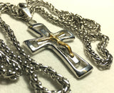 Silver and Gold Cross Crucifix Necklace Gothic Men Waterproof Stainless Steel 2 Color Chain Jesus Catholic Orthodox Crucifix