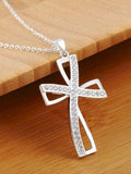 Infinity Swirl Cross Necklace Inset Rhinestones CZ Look Gold Silver Classic Hollow Swirl Jewelry for Women Jewellery for Girls