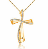 Infinity Swirl Cross Necklace Inset Rhinestones CZ Look Gold Silver Classic Hollow Swirl Jewelry for Women Jewellery for Girls