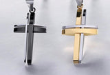 Cross Necklace for Men Silver Gold Black Curved 2 Bars in 2 Colors Super Waterproof Chain Stainless Steel Cross of Jesus Jewelry Jewellery